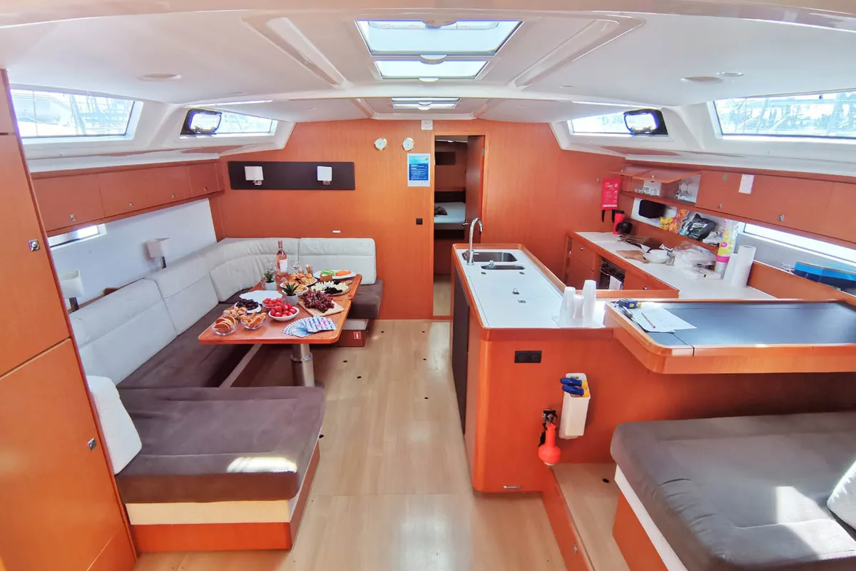 Salon of Kallirrhoe, a Bavaria Cruiser 56 sailboat at Lavreotiki Municipal Unit, Greece