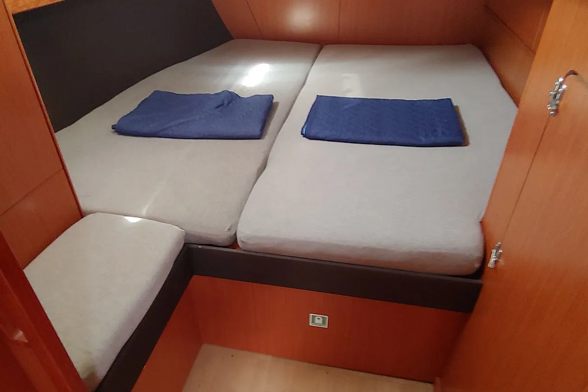 Cabin on Kallirrhoe, a Bavaria Cruiser 56 sailboat at Lavreotiki Municipal Unit, Greece