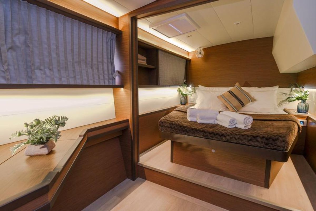 Cabin on Daphne, a Lagoon 52 F catamaran at Fethiye, Turkey