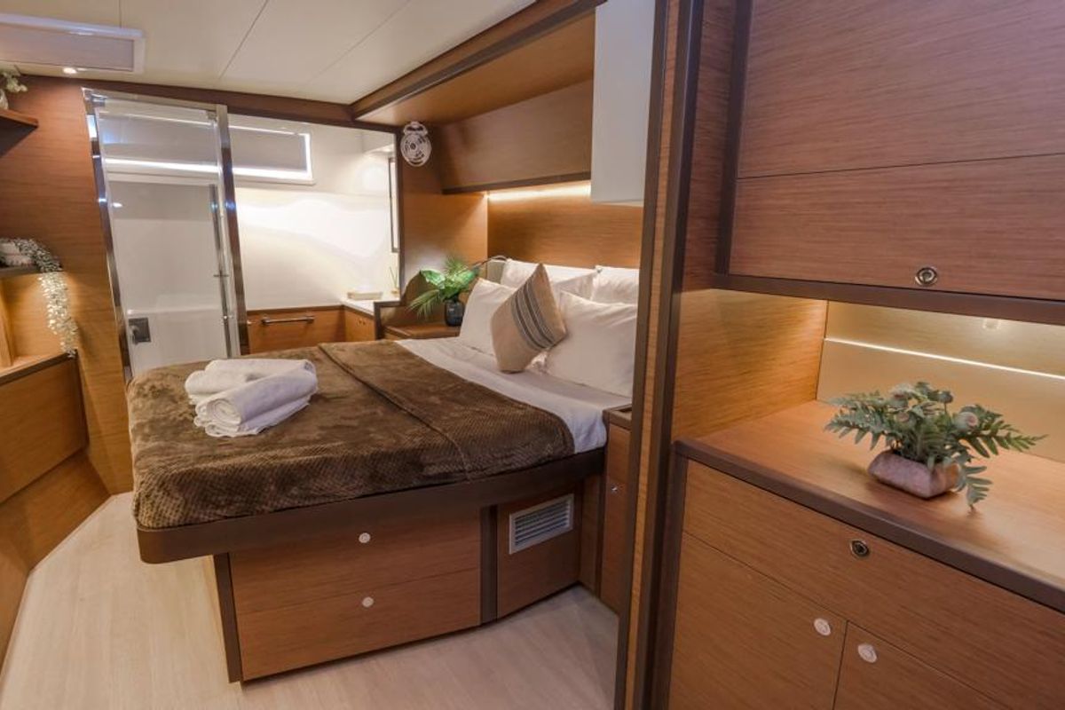 Cabin on Daphne, a Lagoon 52 F catamaran at Fethiye, Turkey