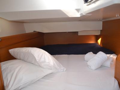 Cabin on Triada, a Jeanneau Sun Odyssey 439 sailboat at Panorama, Greece