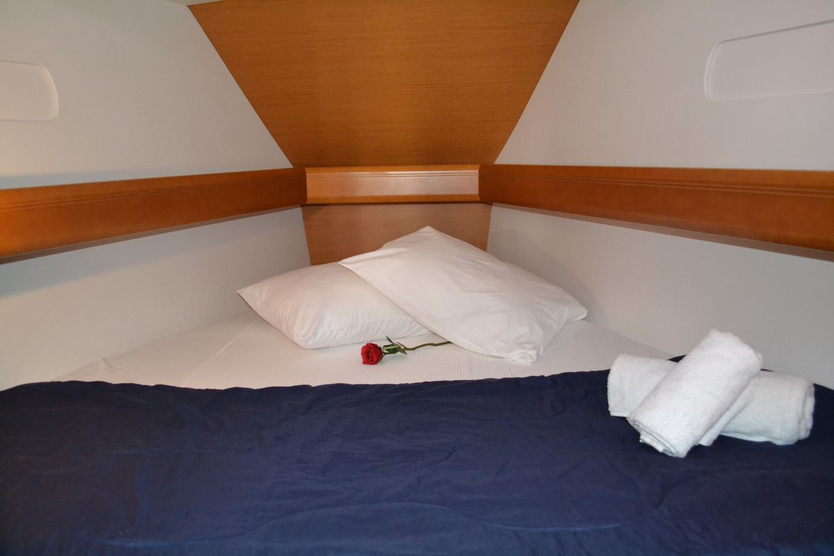 Cabin on Triada, a Jeanneau Sun Odyssey 439 sailboat at Panorama, Greece