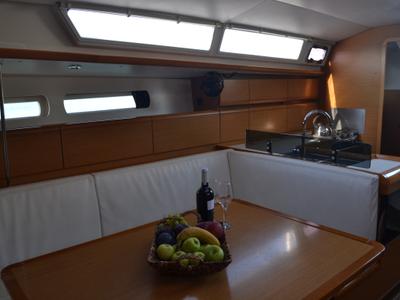 Salon of Triada, a Jeanneau Sun Odyssey 439 sailboat at Panorama, Greece