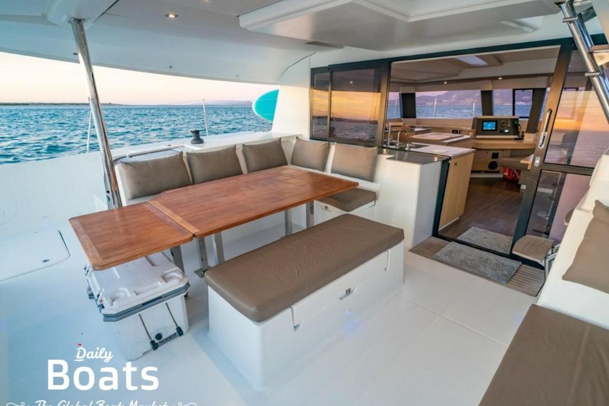 Salon of Balam, a Fountaine Pajot Saba 50 catamaran at La Paz, Mexico