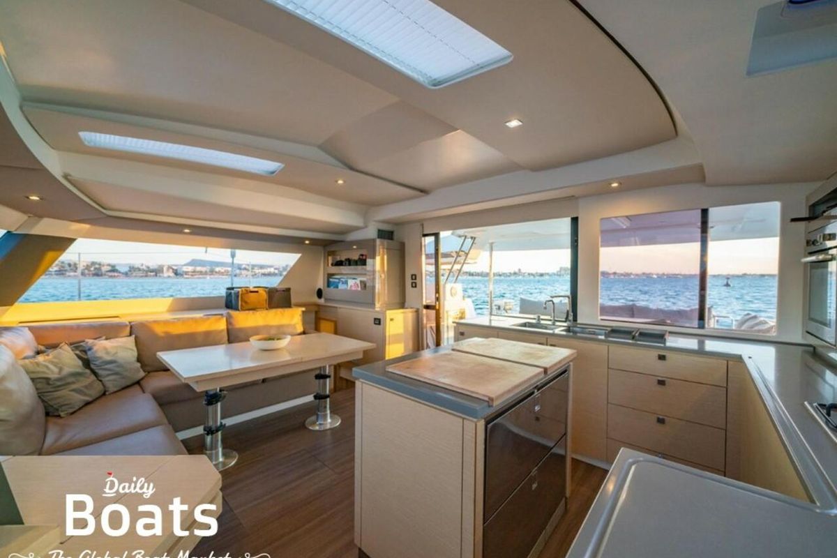 Salon of Balam, a Fountaine Pajot Saba 50 catamaran at La Paz, Mexico