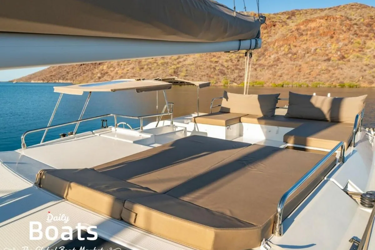 Deck of Balam, a Fountaine Pajot Saba 50 catamaran at La Paz, Mexico