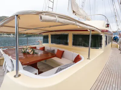 Deck of Memo, a Custom Made Memo yacht at Bodrum, Turkey