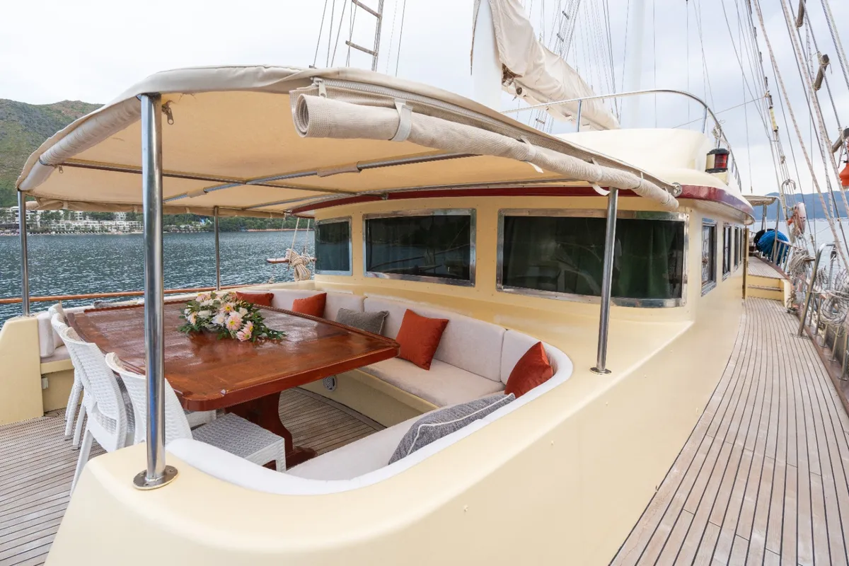 Deck of Memo, a Custom Made Memo yacht at Bodrum, Turkey