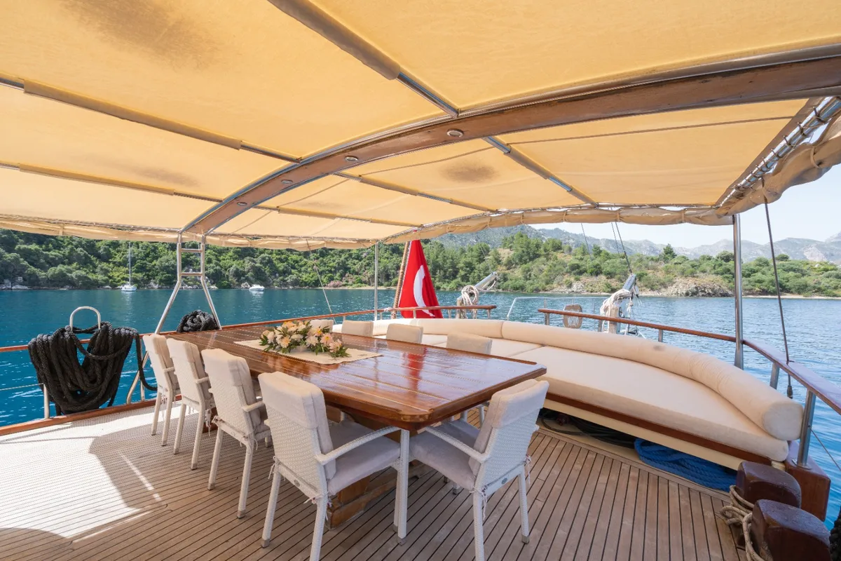 Deck of Memo, a Custom Made Memo yacht at Bodrum, Turkey