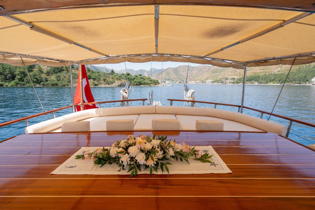 Deck of Memo, a Custom Made Memo yacht at Bodrum, Turkey