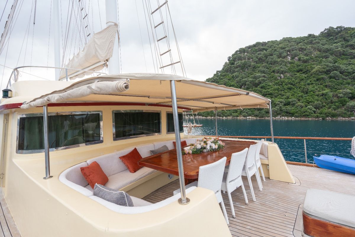 Deck of Memo, a Custom Made Memo yacht at Bodrum, Turkey