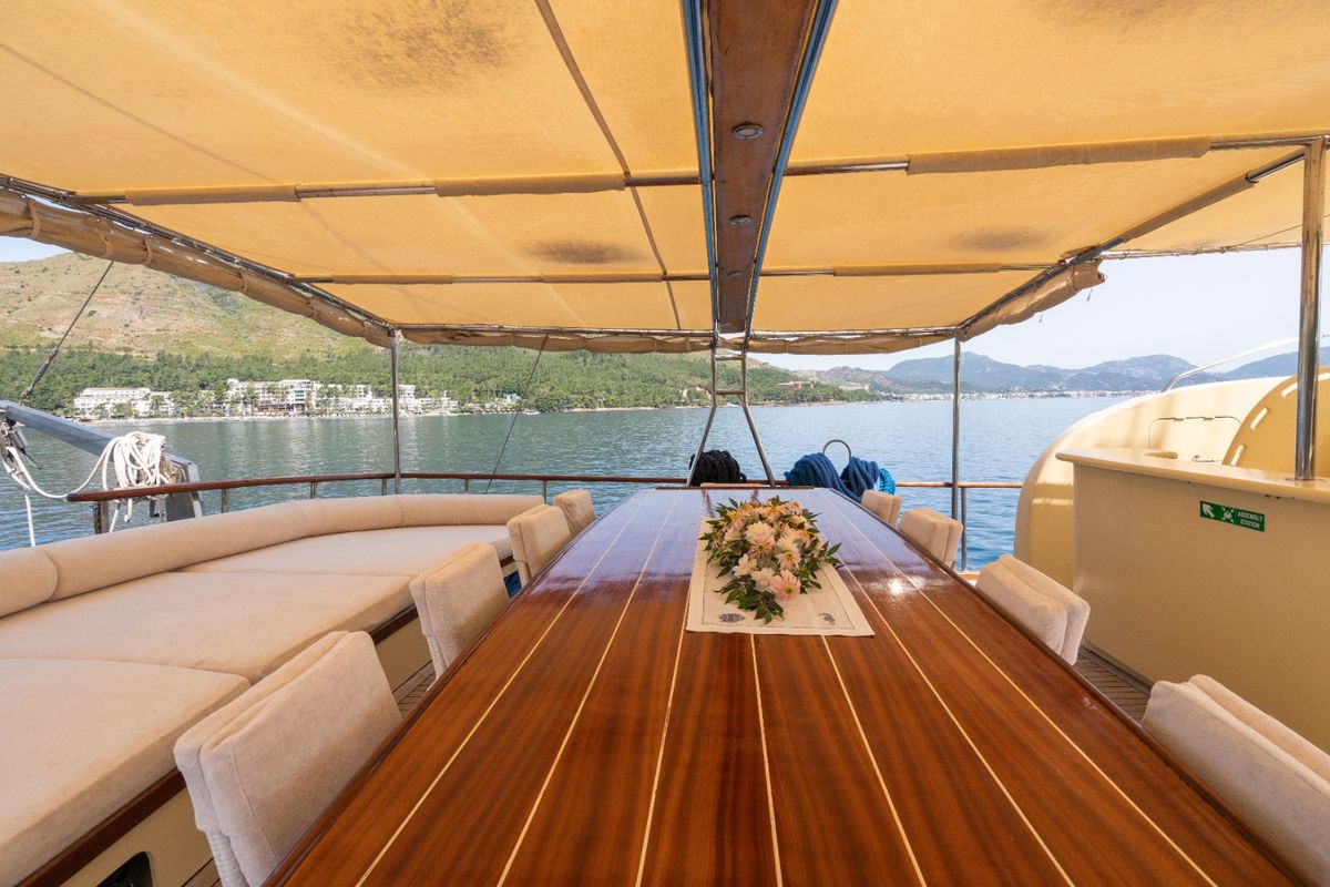 Deck of Memo, a Custom Made Memo yacht at Bodrum, Turkey
