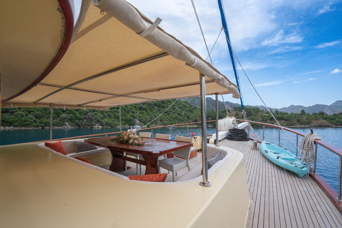 Deck of Memo, a Custom Made Memo yacht at Bodrum, Turkey