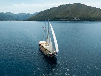 Exterior view of Memo, a Custom Made Memo yacht at Bodrum, Turkey