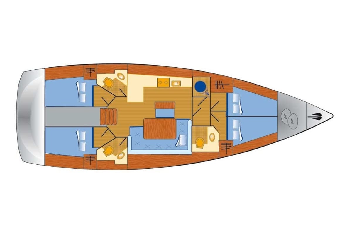 Floor plan of Blizzard, a Bavaria Cruiser 46 sailboat at Općina Rogoznica, Croatia
