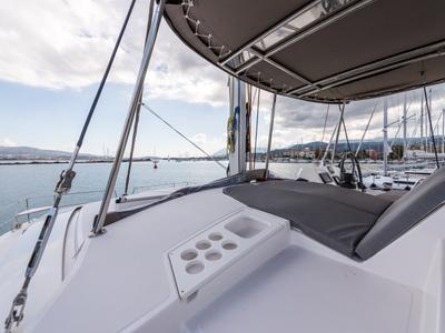Deck of Vallejo, a Bali 4.0 catamaran at Municipal Unit of Lefkada, Greece