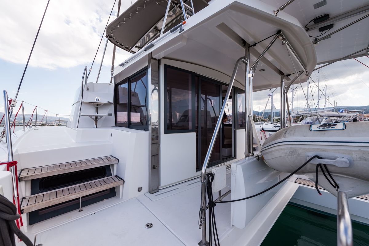 Exterior view of Vallejo, a Bali 4.0 catamaran at Municipal Unit of Lefkada, Greece