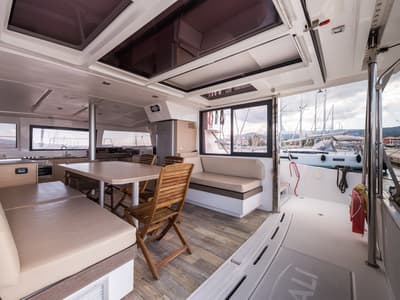 Salon of Vallejo, a Bali 4.0 catamaran at Municipal Unit of Lefkada, Greece