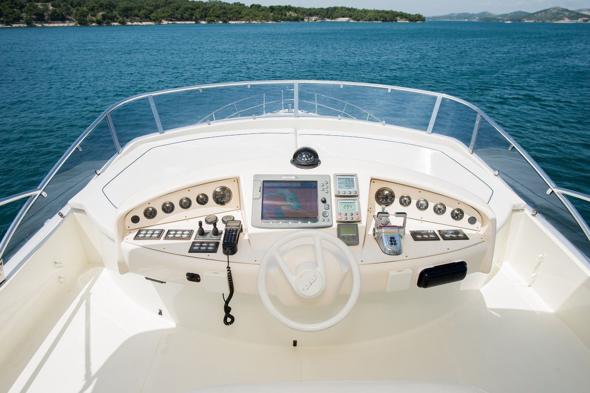 Cockpit of Senza Parole, a Aicon 56 yacht at Podstrana - Miljevac, Croatia