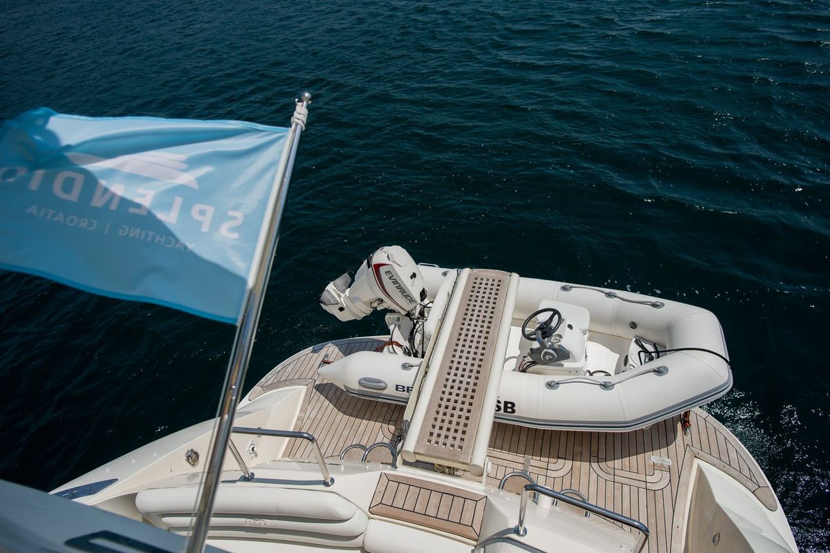 Deck of Senza Parole, a Aicon 56 yacht at Podstrana - Miljevac, Croatia