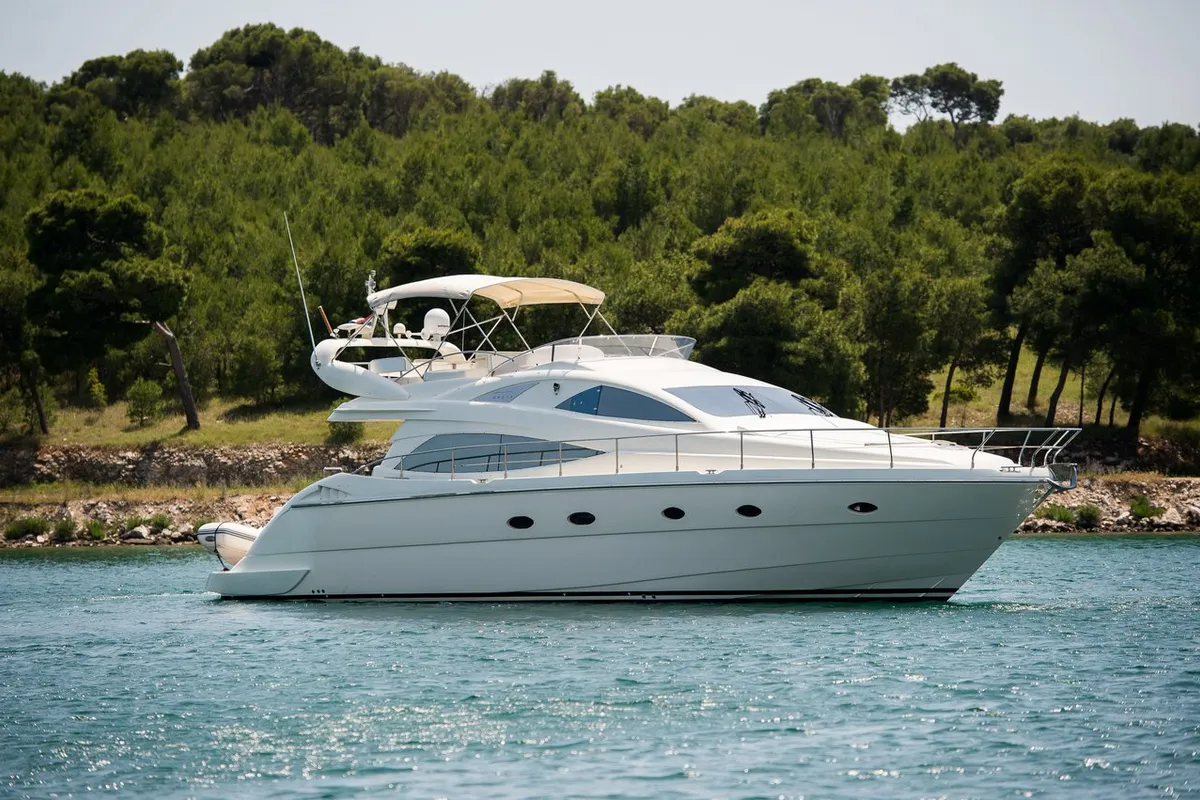Exterior view of Senza Parole, a Aicon 56 yacht at Podstrana - Miljevac, Croatia