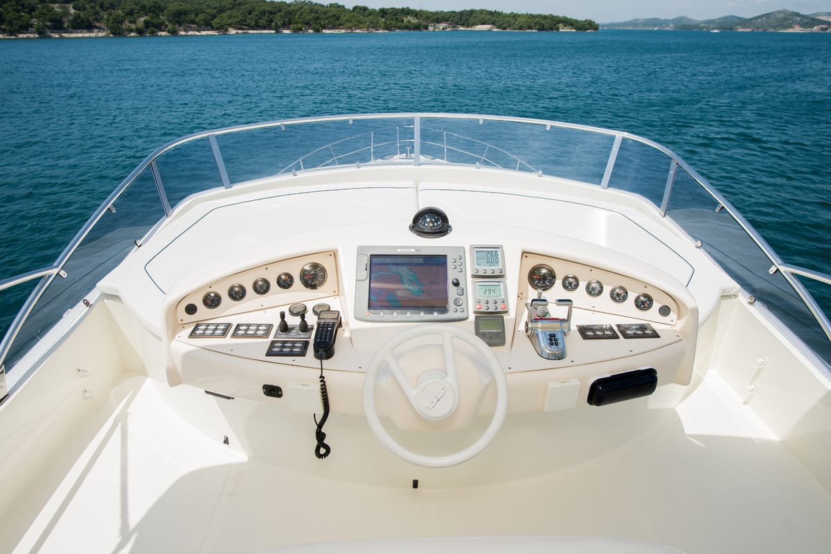 Cockpit of Senza Parole, a Aicon 56 yacht at Podstrana - Miljevac, Croatia
