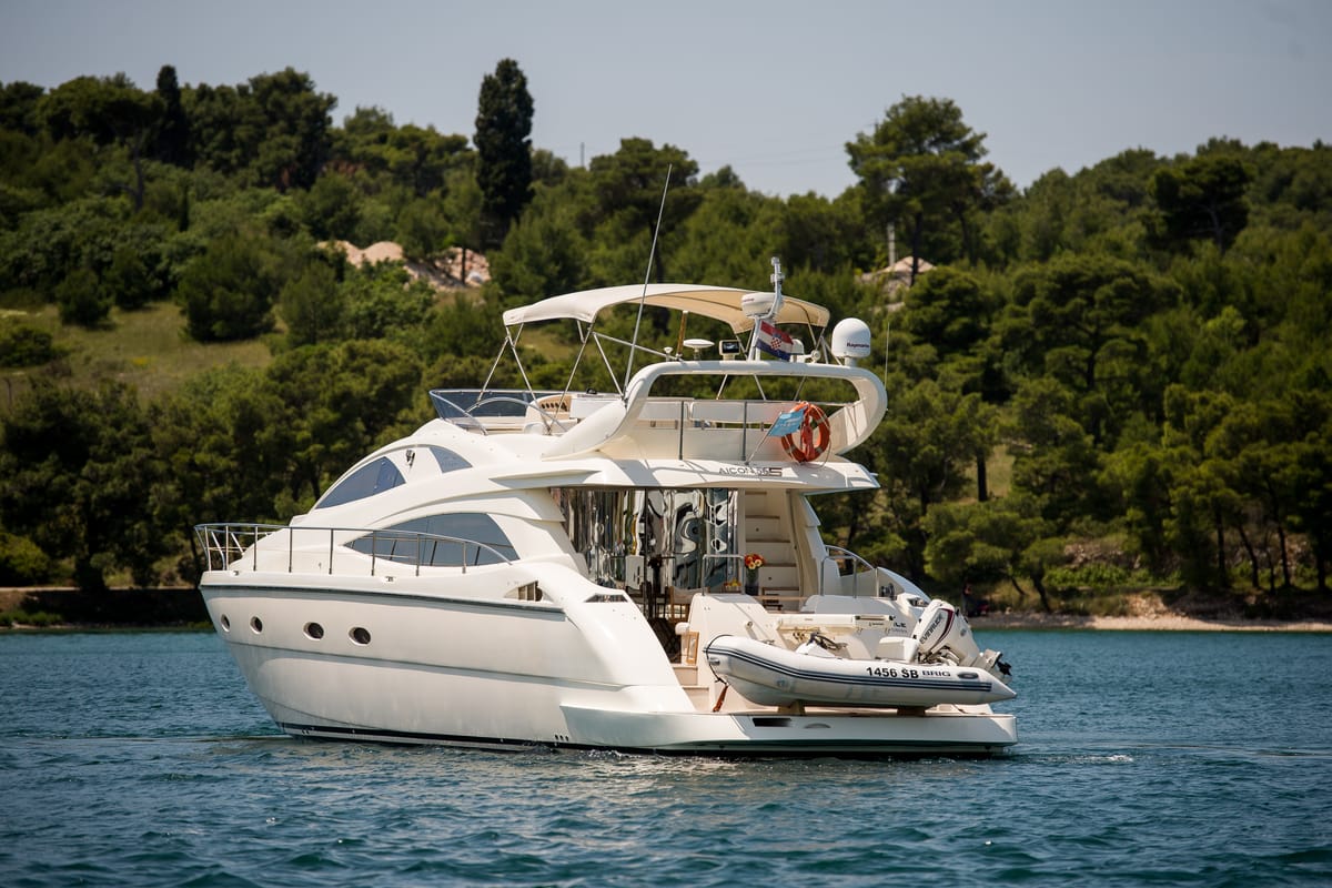 Exterior view of Senza Parole, a Aicon 56 yacht at Podstrana - Miljevac, Croatia