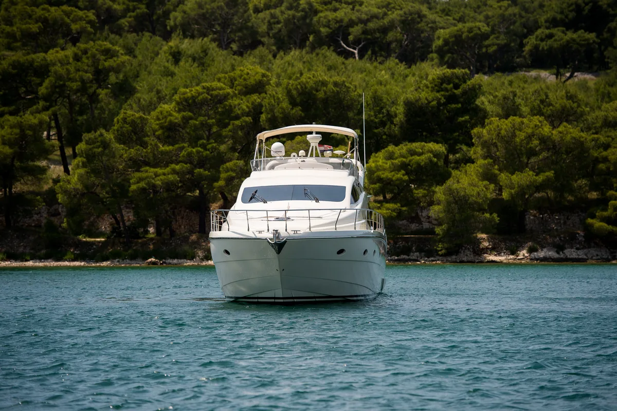 Exterior view of Senza Parole, a Aicon 56 yacht at Podstrana - Miljevac, Croatia