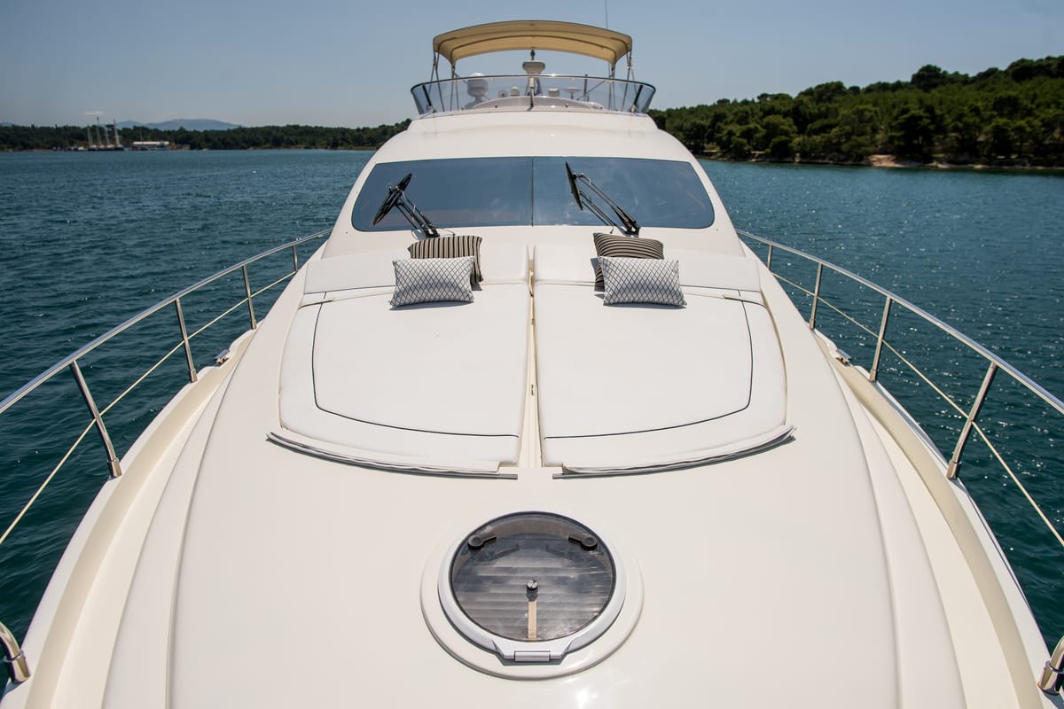 Deck of Senza Parole, a Aicon 56 yacht at Podstrana - Miljevac, Croatia