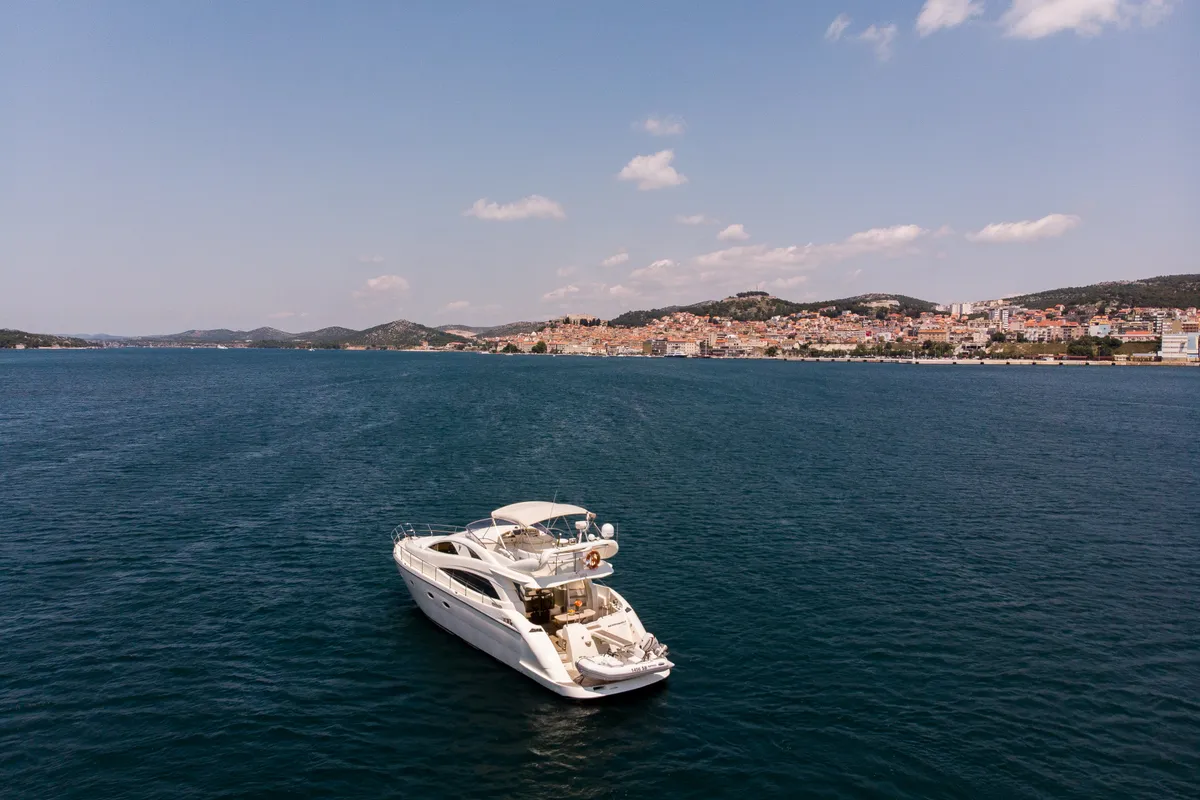 Exterior view of Senza Parole, a Aicon 56 yacht at Podstrana - Miljevac, Croatia