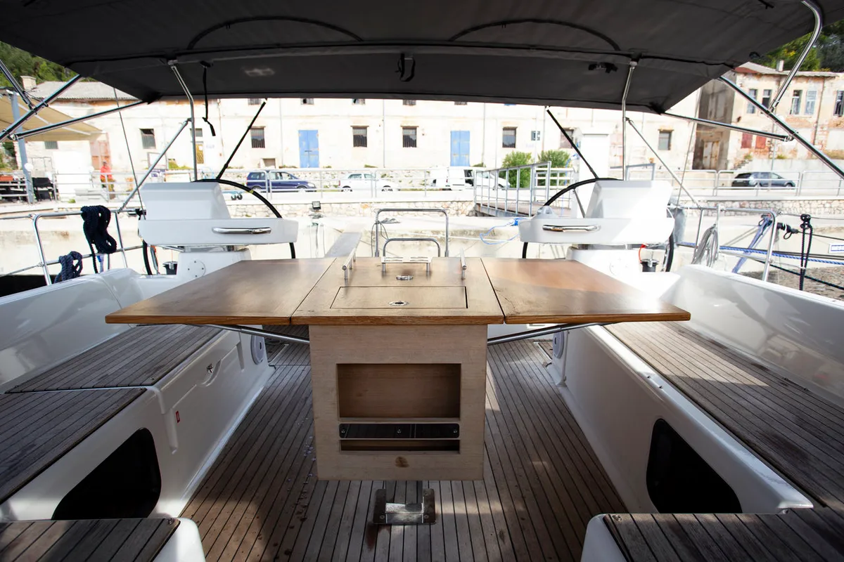 Deck of Nerthag, a Dufour 520 GL sailboat at Grad Pula, Croatia