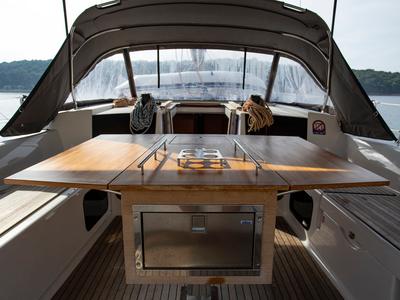 Deck of Nerthag, a Dufour 520 GL sailboat at Grad Pula, Croatia