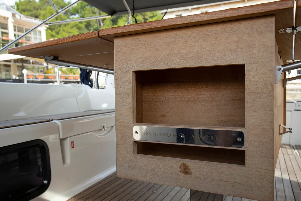 Deck of Nerthag, a Dufour 520 GL sailboat at Grad Pula, Croatia
