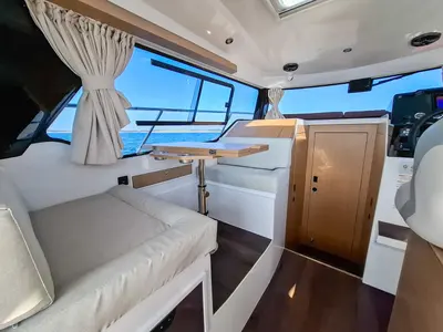 Cockpit of Kavi, a Kavi Yacht Kavi 9 motorboat at Grad Pula, Croatia