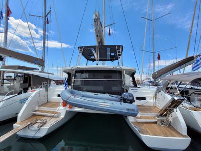 Exterior view of Pergisos, a Lagoon 46 catamaran at Municipal Unit of Ellomenos, Greece