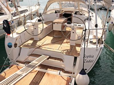 Deck of Sophia, a Bavaria Cruiser 45 sailboat at Općina Sukošan, Croatia
