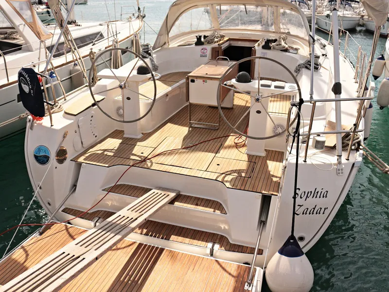 Cockpit of Sophia, a Bavaria Cruiser 45 sailboat at Općina Sukošan, Croatia