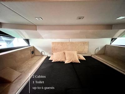 Cabin on Zefirka, a Sessa Marine Key Largo 36 motorboat at Tivat, Montenegro