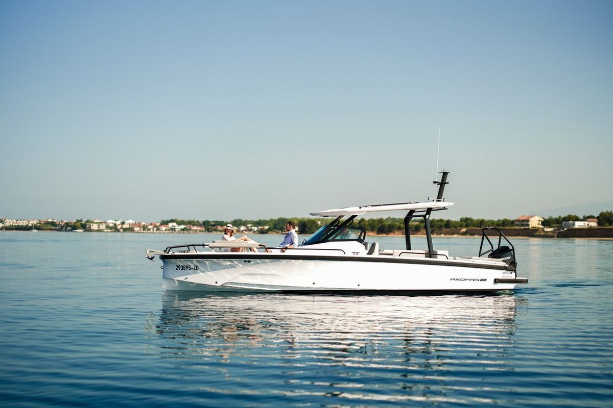 Exterior view of Axopar 29, a Axopar 29 Sun Top motorboat at Zaton, Croatia