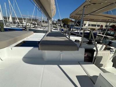 Deck of Selah, a Fountaine Pajot FP 44 Maestro catamaran at Road Town, British Virgin Islands
