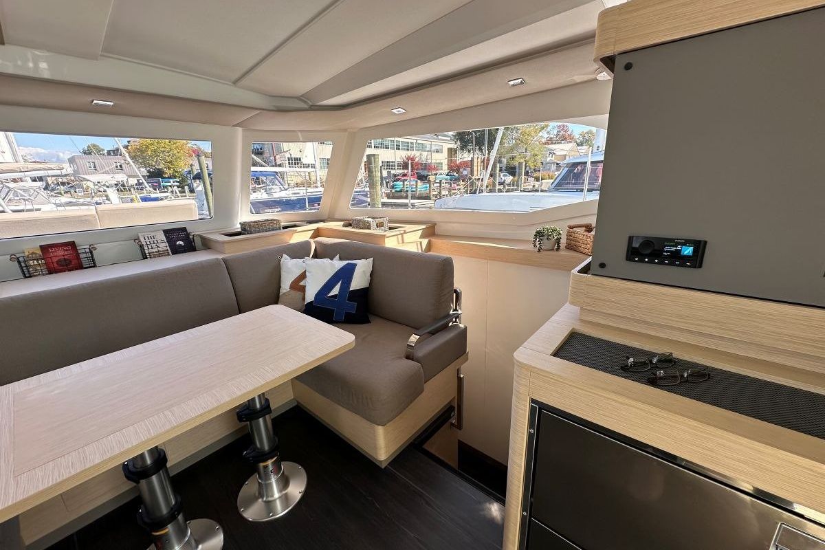 Salon of Selah, a Fountaine Pajot FP 44 Maestro catamaran at Road Town, British Virgin Islands