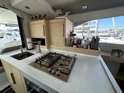 Galley of Selah, a Fountaine Pajot FP 44 Maestro catamaran at Road Town, British Virgin Islands