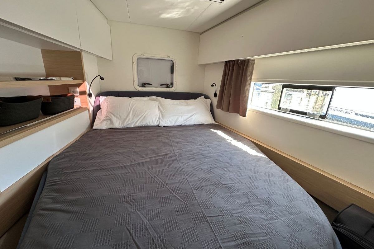Cabin on Selah, a Fountaine Pajot FP 44 Maestro catamaran at Road Town, British Virgin Islands