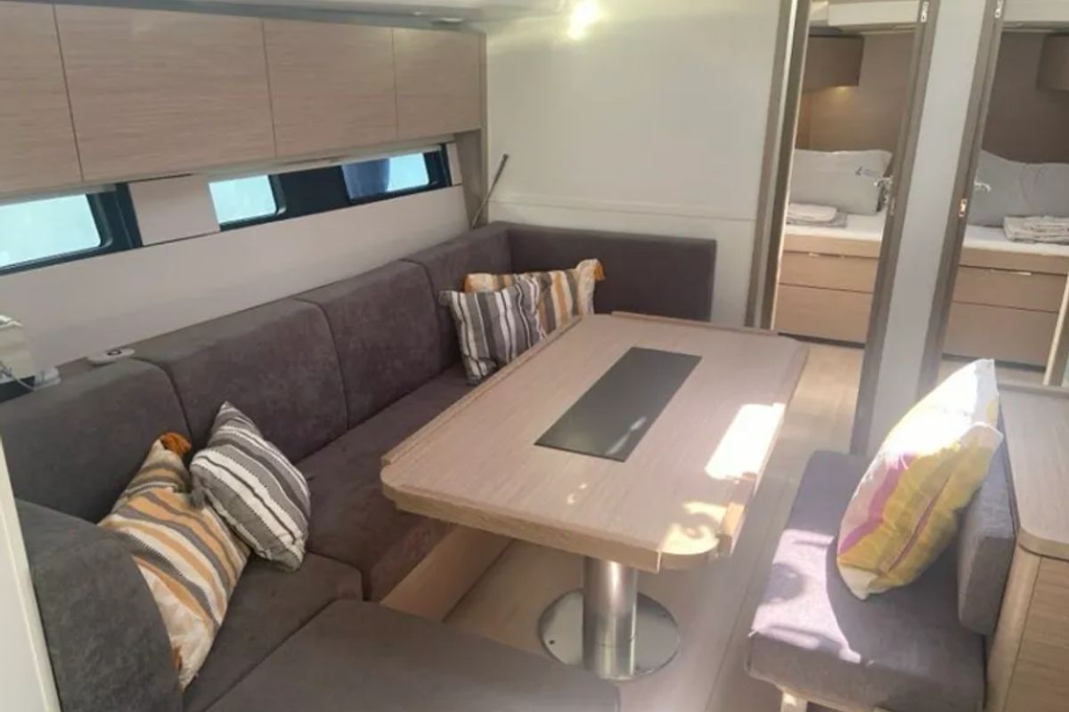 Salon of Okeanida, a Hanse Yachts Hanse 460 sailboat at Lavreotiki Municipal Unit, Greece