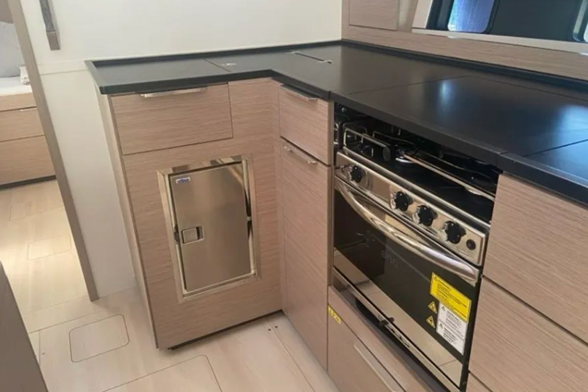 Galley of Okeanida, a Hanse Yachts Hanse 460 sailboat at Lavreotiki Municipal Unit, Greece