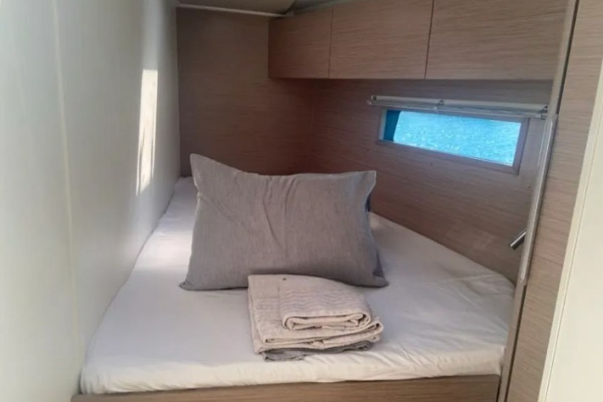 Cabin on Okeanida, a Hanse Yachts Hanse 460 sailboat at Lavreotiki Municipal Unit, Greece
