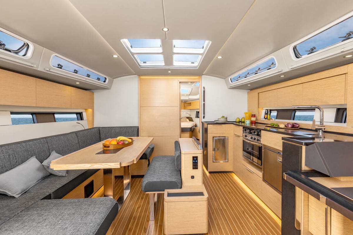 Salon of Okeanida, a Hanse Yachts Hanse 460 sailboat at Lavreotiki Municipal Unit, Greece
