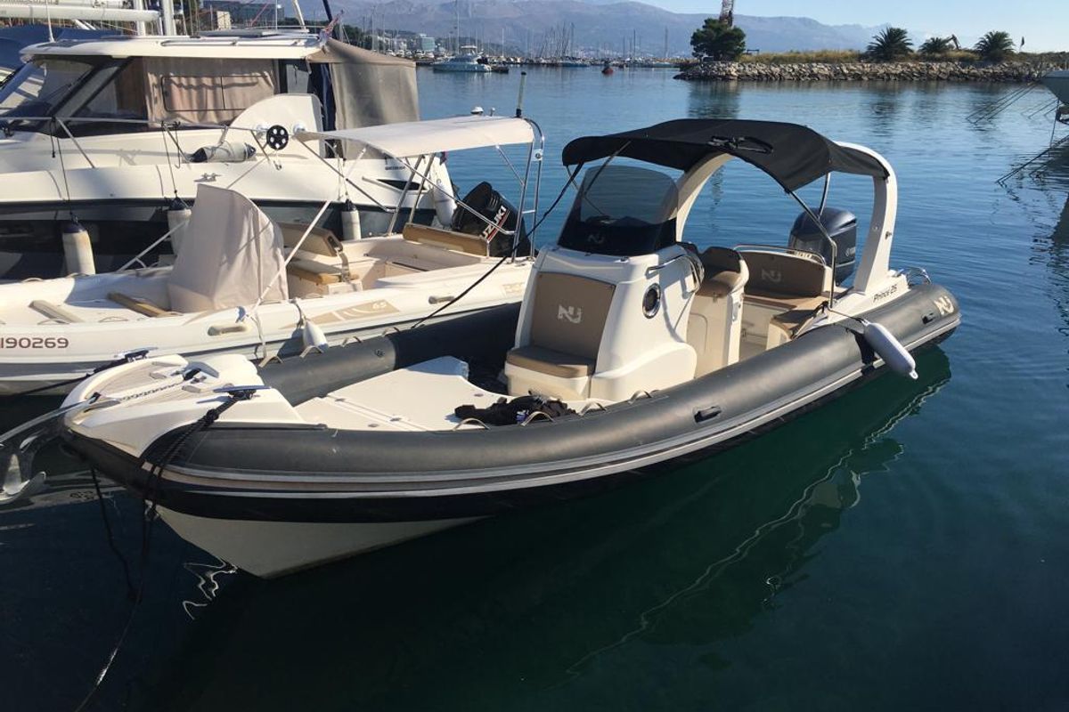 Exterior view of Nuova Jolly Prince 25, a Nuova Jolly Marine Nuova Jolly Prince 25 rib at Grad Biograd na Moru, Croatia