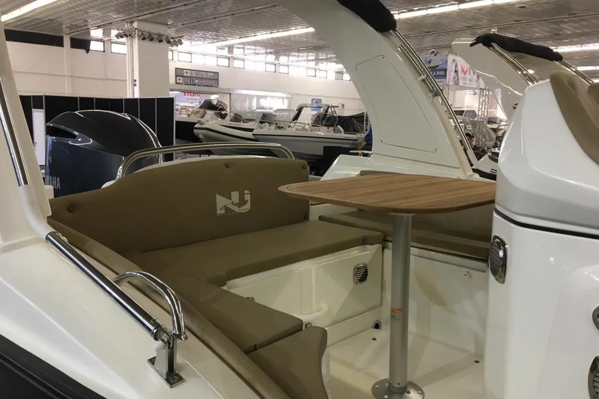 Deck of Nuova Jolly Prince 25, a Nuova Jolly Marine Nuova Jolly Prince 25 rib at Grad Biograd na Moru, Croatia