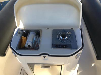 Galley of Nuova Jolly Prince 25, a Nuova Jolly Marine Nuova Jolly Prince 25 rib at Grad Biograd na Moru, Croatia